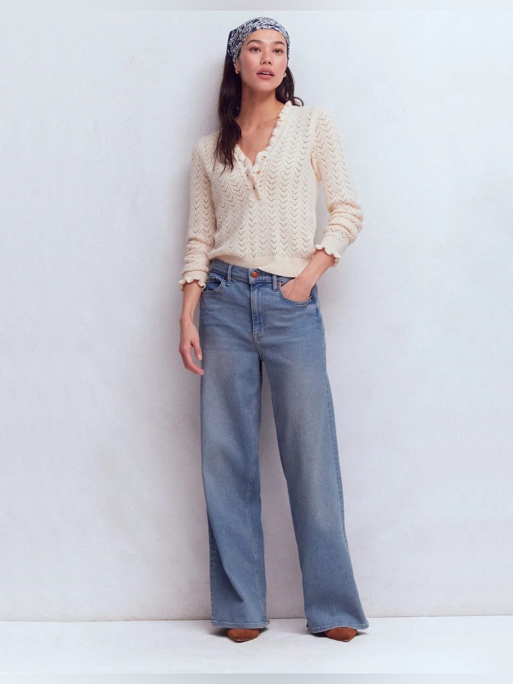NWT Boden Mid Vintage High Rise Wide Leg Stretch Jeans Size 32 Regular